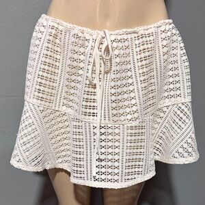 wild fable White Crochet Swim Cover-Up Skirt with Drawstring